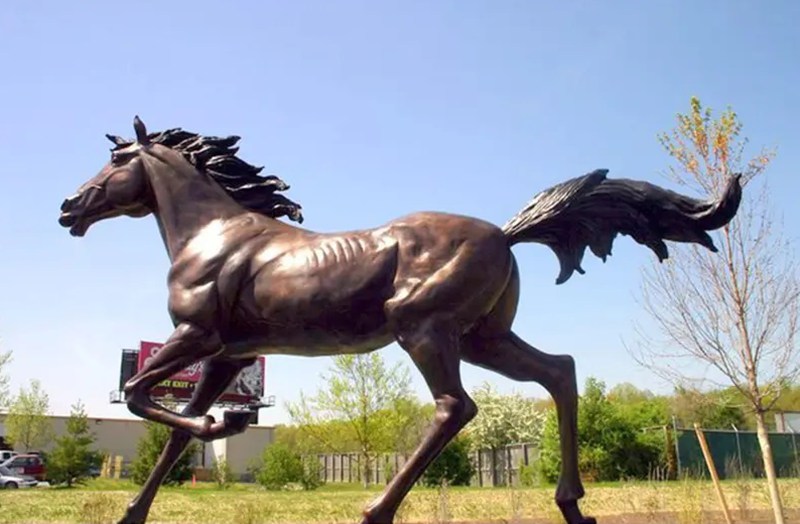 outdoor bronze running horse sculpture