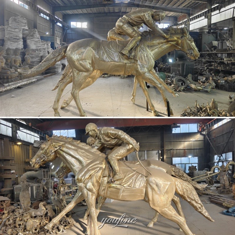 racing horse statue after polishing