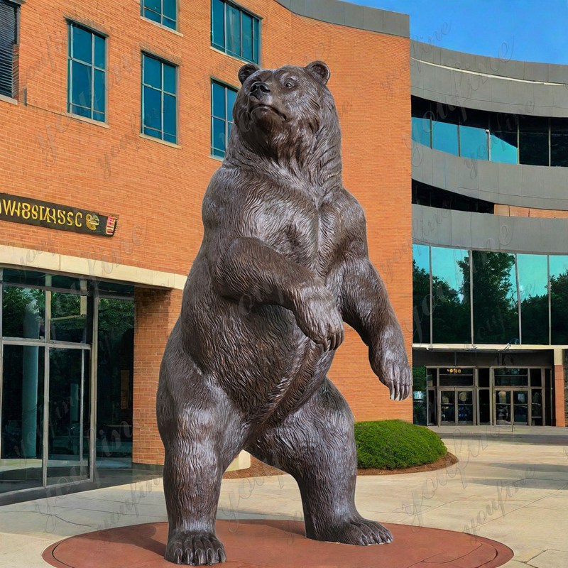 large outdoor grizzly bear bronze sculpture