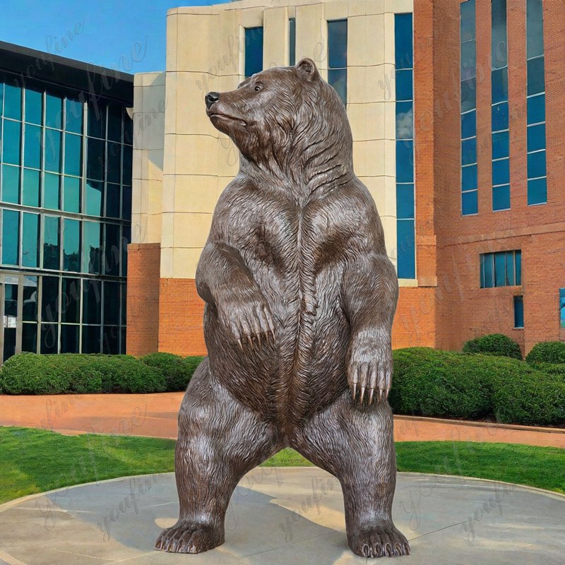 large outdoor grizzly bear bronze sculpture 2