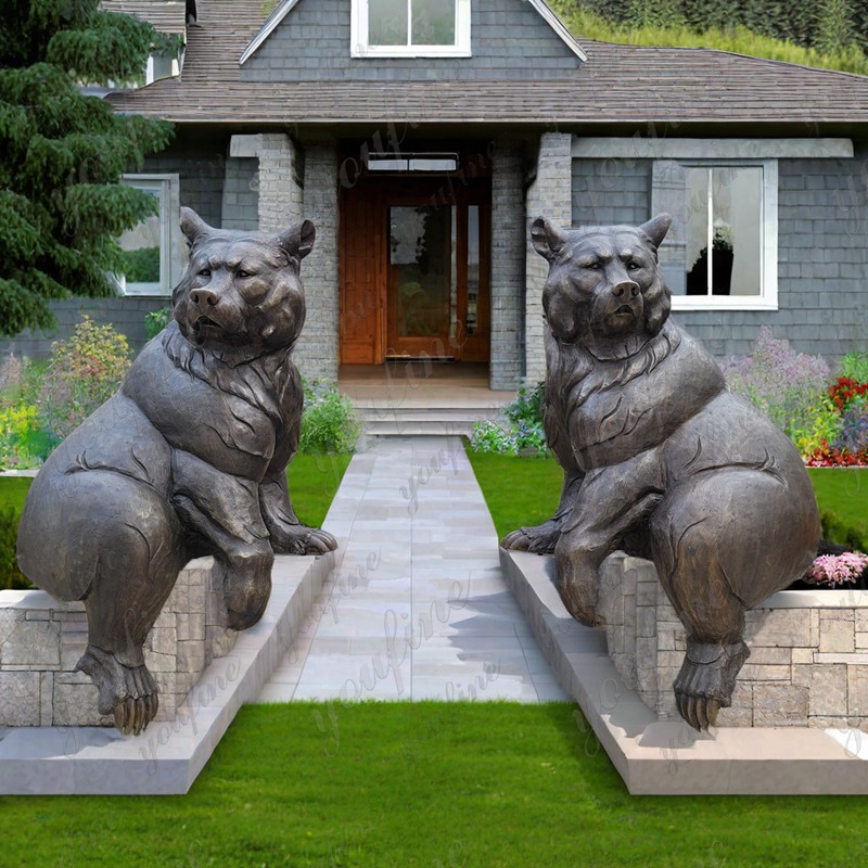 life size bronze black bear statues 1