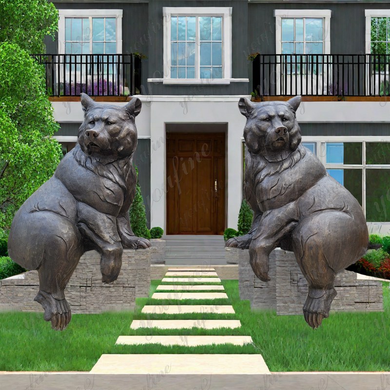 life size bronze black bear statues 2