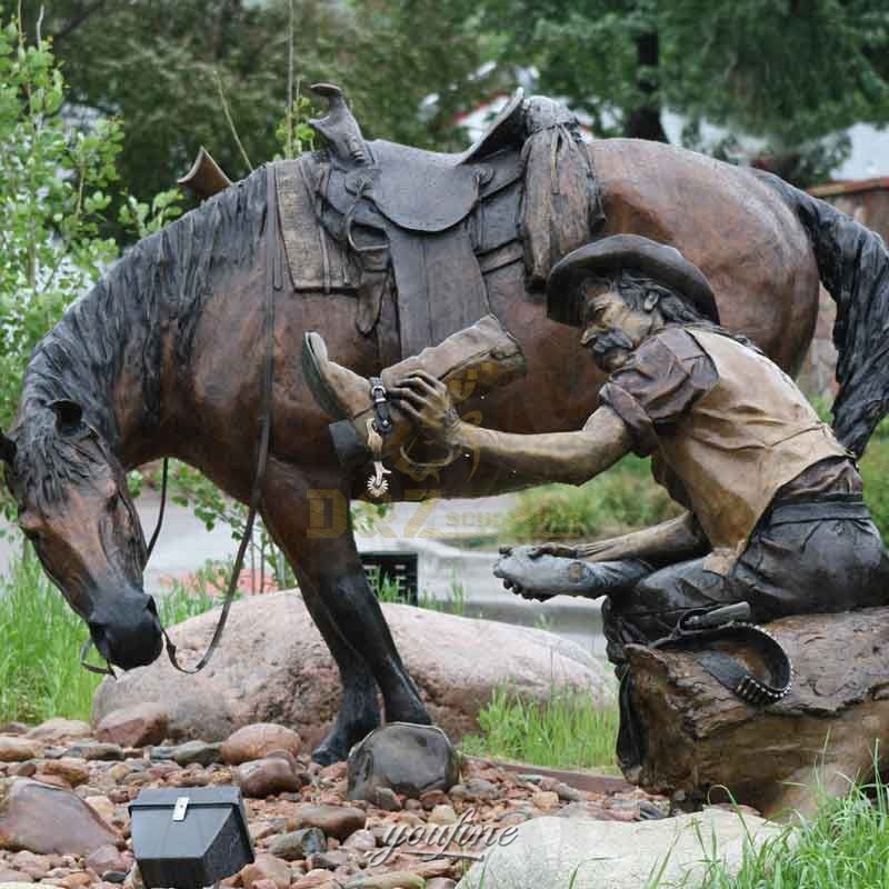 bronze cowboy and horse sculpture (2)