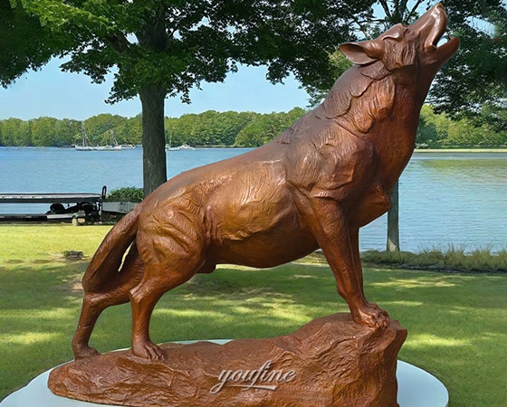 bronze wolf howling statue (7)