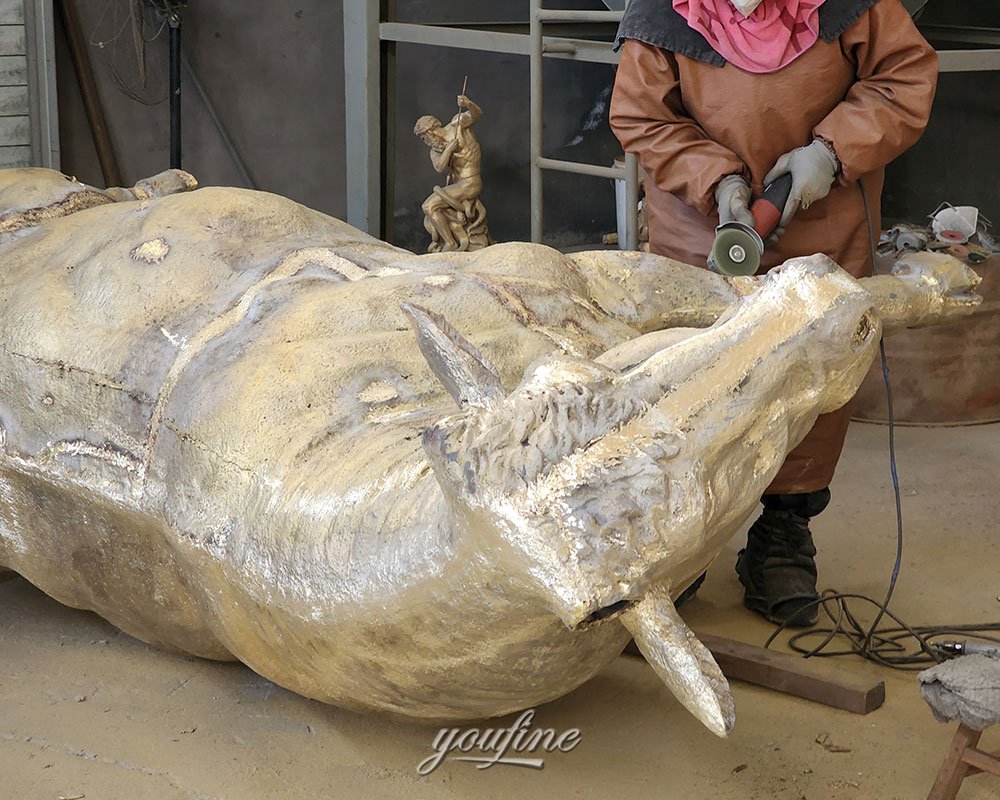 Bronze Bull Sculpture Polishing