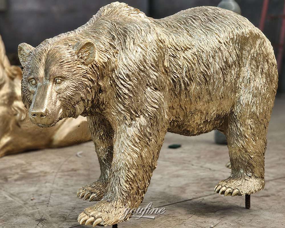 Bronze Bear Sculpture Polished