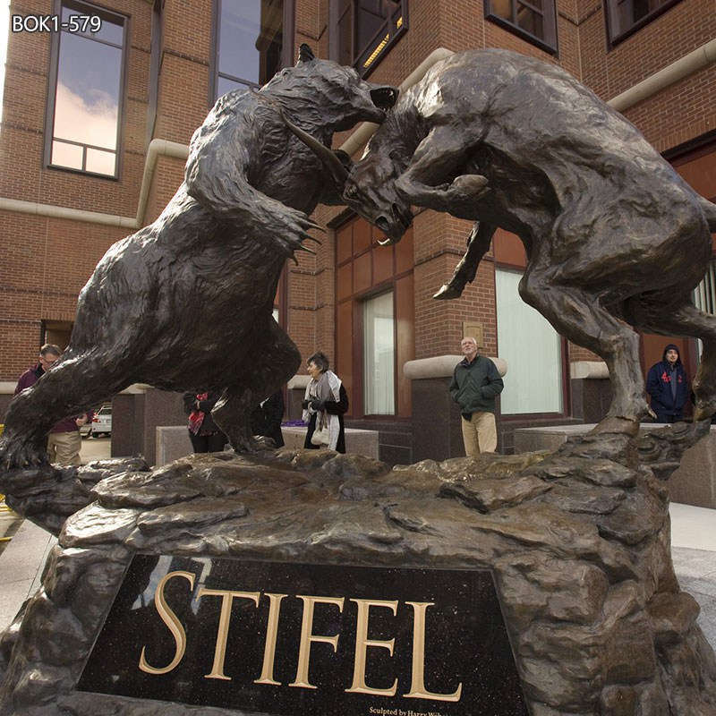 bronze bear and bull sculpture 1