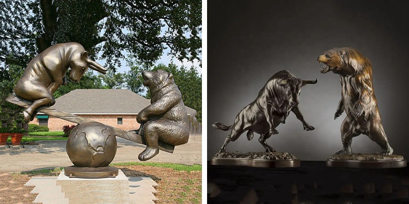 bronze bear and bull sculpture 2