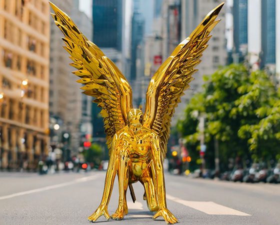 large metal golden angel statue for square