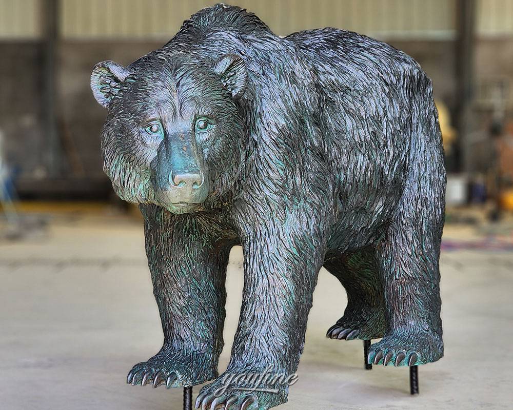 Finished Bronze Bear Sculpture