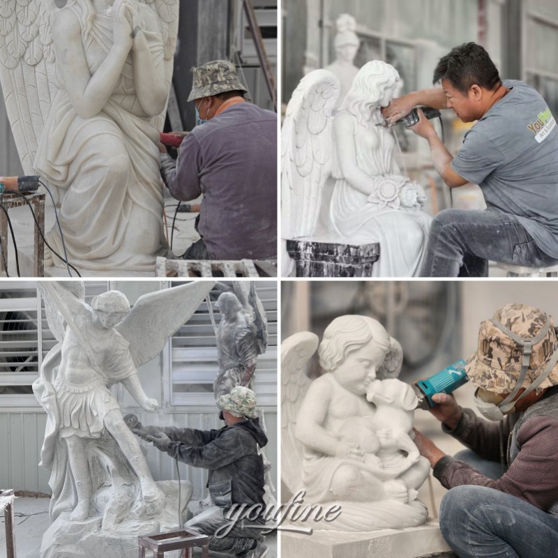 marble angel with trumpet statue artist