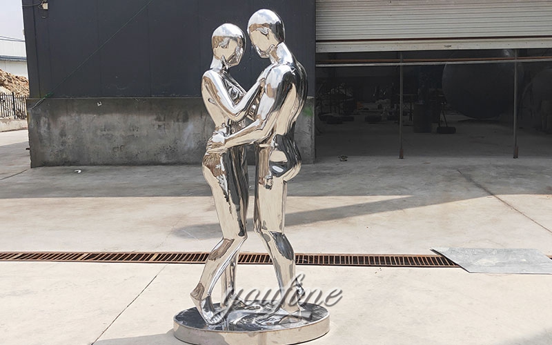 stainless steel couple sculpture finished