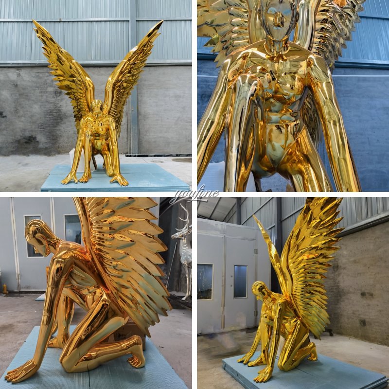 metal golden angel statue for square