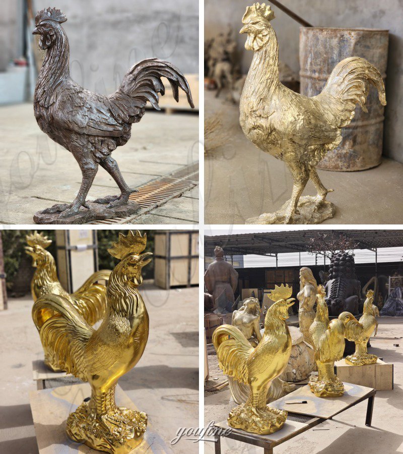 yard bronze rooster statue (2)