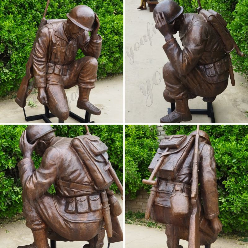 custom bronze kneeling soldier statue 2