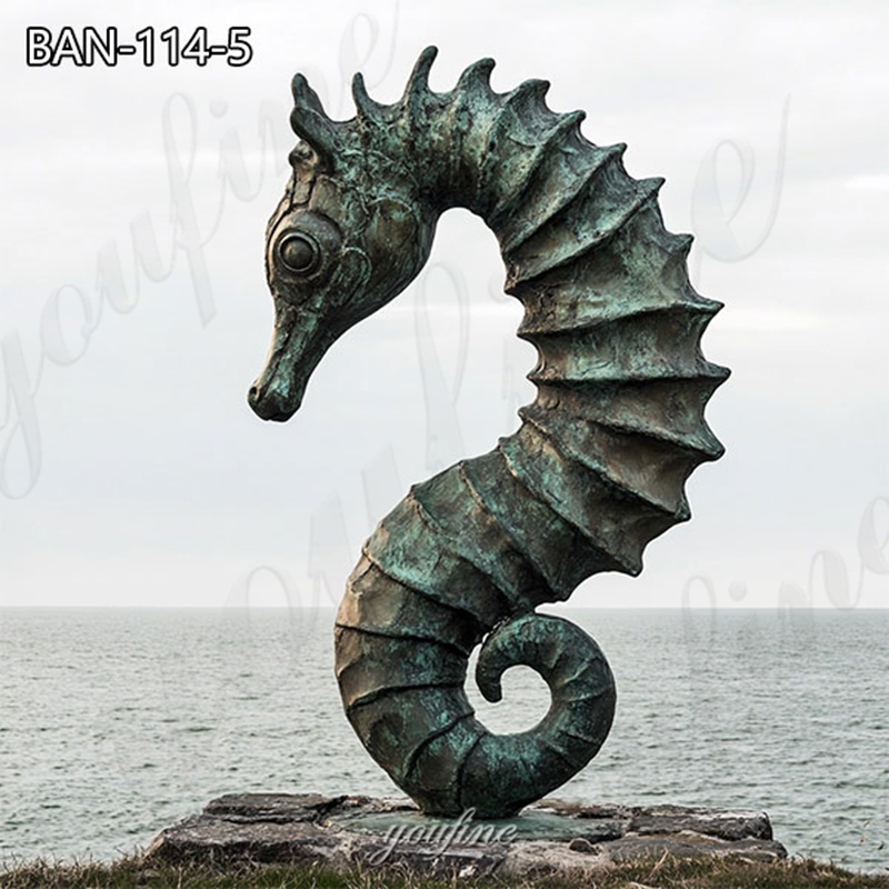 large bronze outdoor seahorse statue (1)