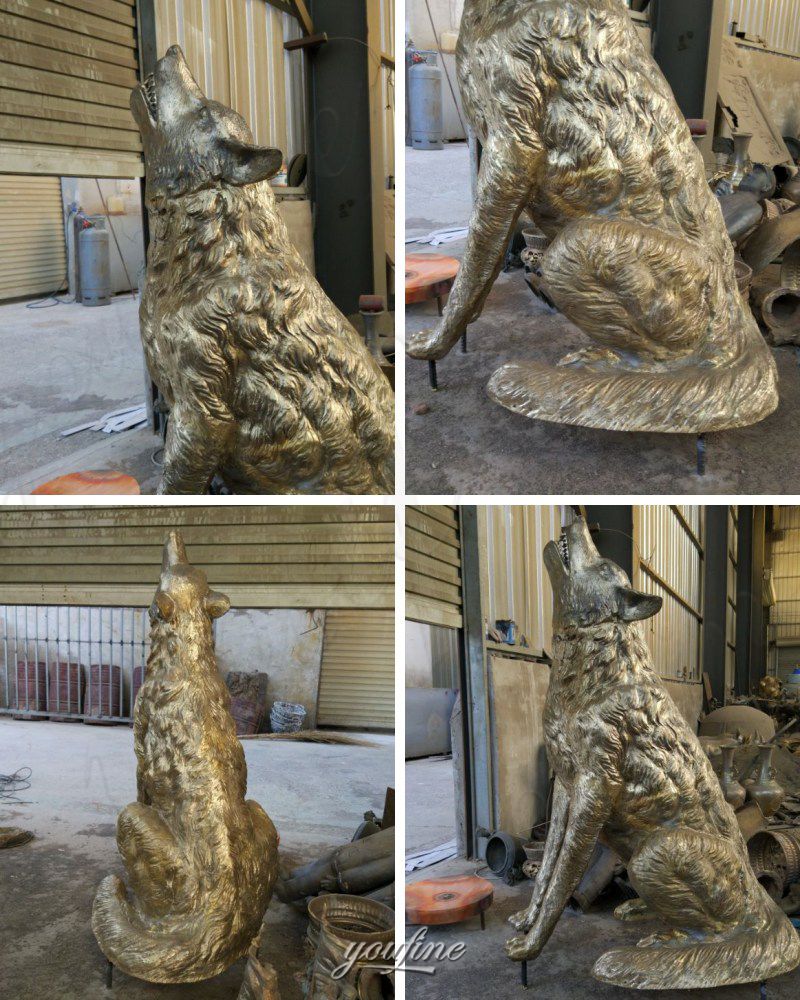 bronze wolf howling statue (1)