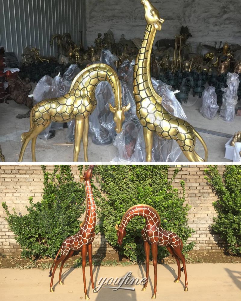 bronze giraffe statues in factory