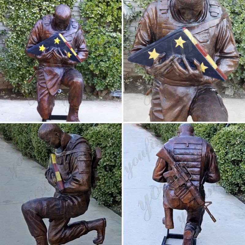 custom bronze kneeling soldier statue 4