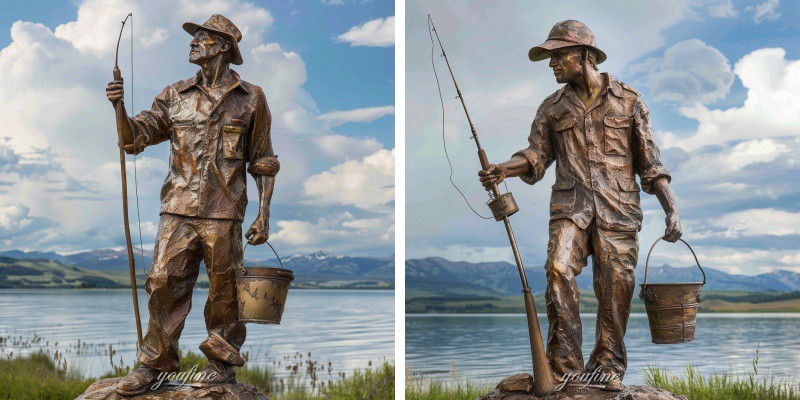 bronze fisherman statue for garden