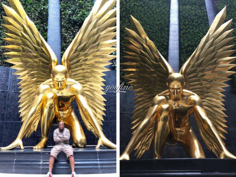 large metal golden angel statue