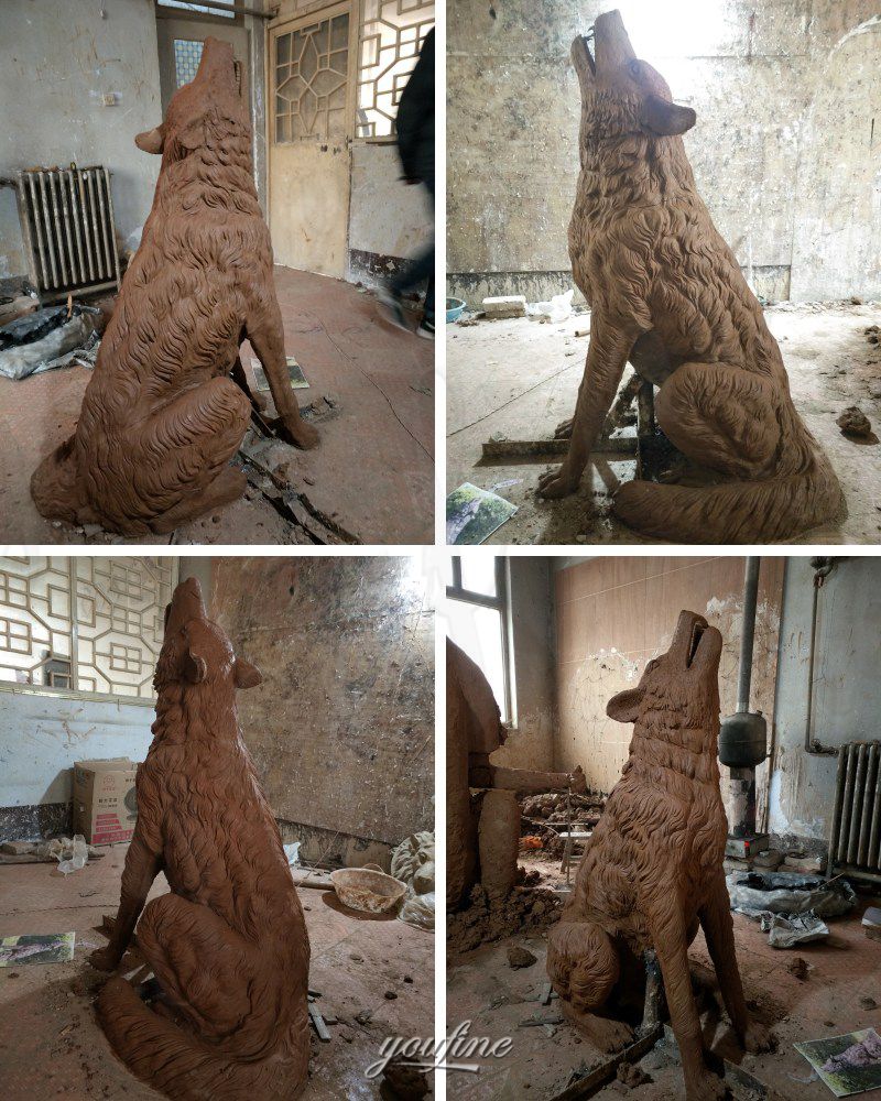 bronze wolf howling statue (2)