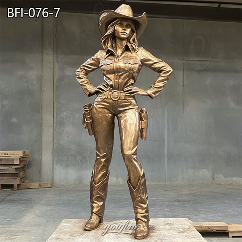 bronze cowgirl statue (2)