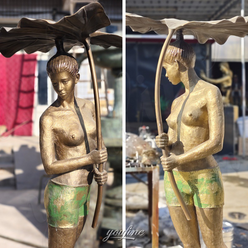 garden bronze lady water fountain (2)