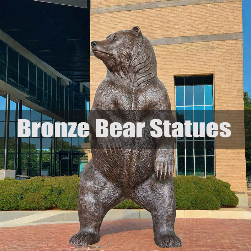 bronze grizzly bear statue