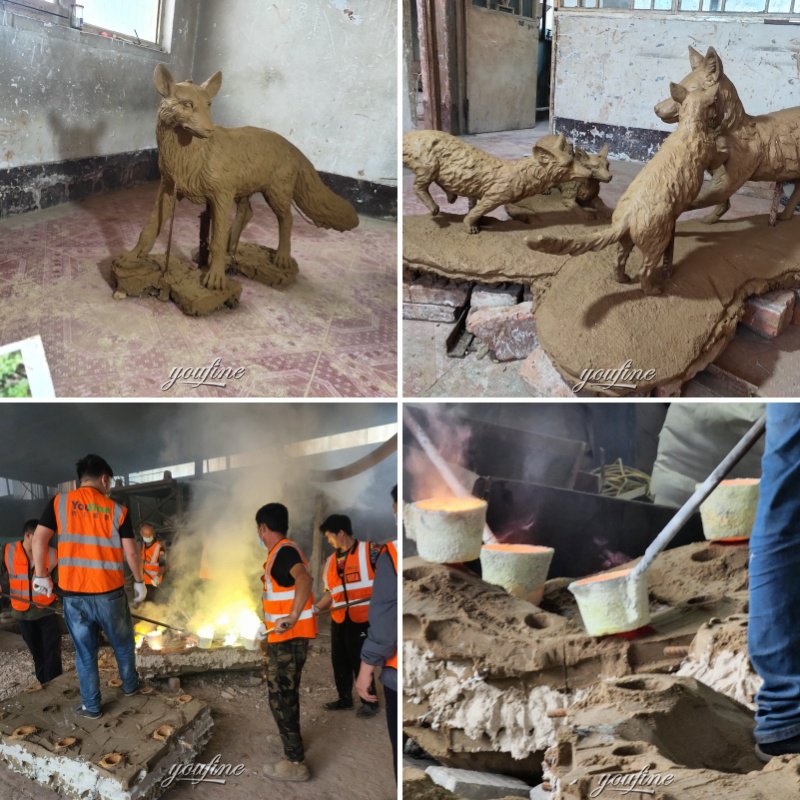 YouFine bronze fox statue casting process