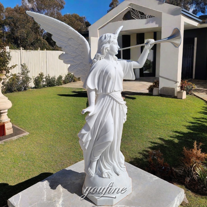 marble angel with trumpet statue 2