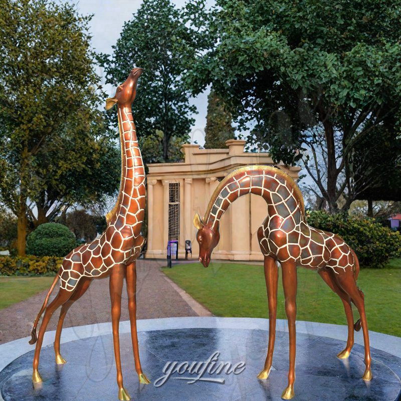 bronze giraffe statues for garden 