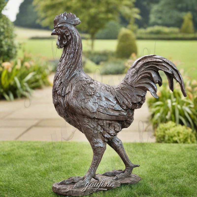 bronze rooster statue for yard (1)