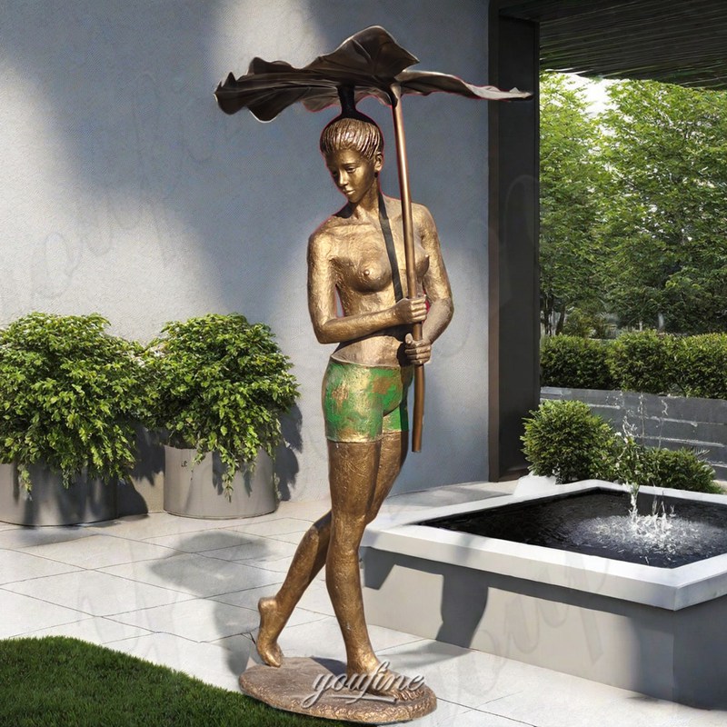 garden bronze lady water fountain (3)