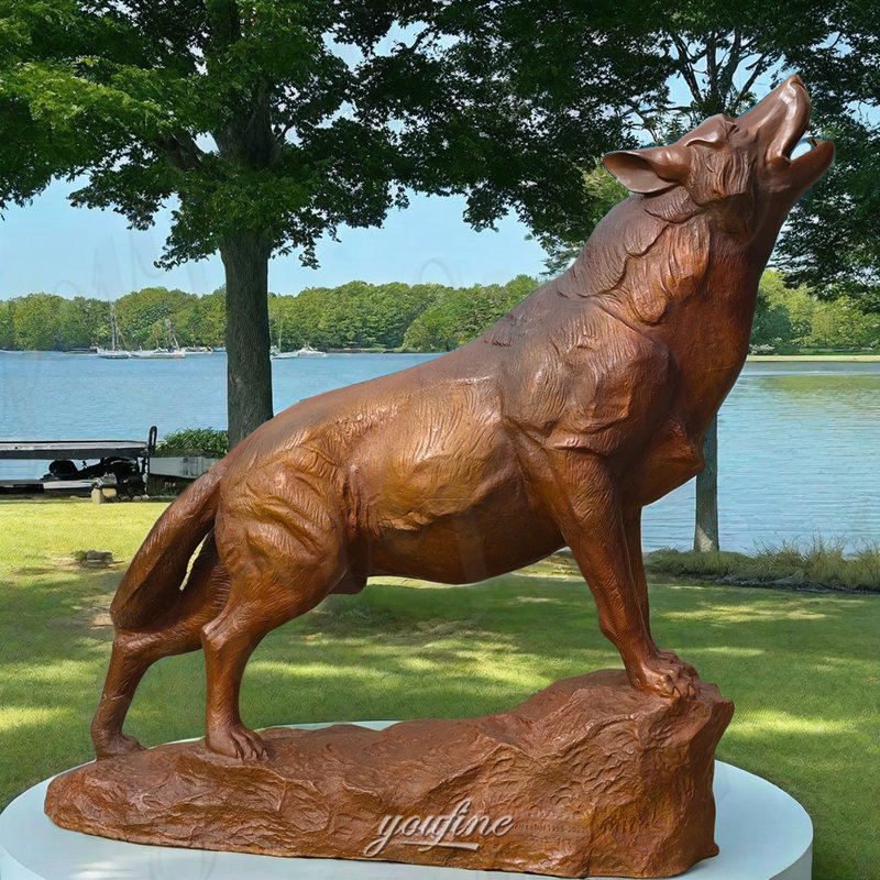 bronze wolf howling statue (3)