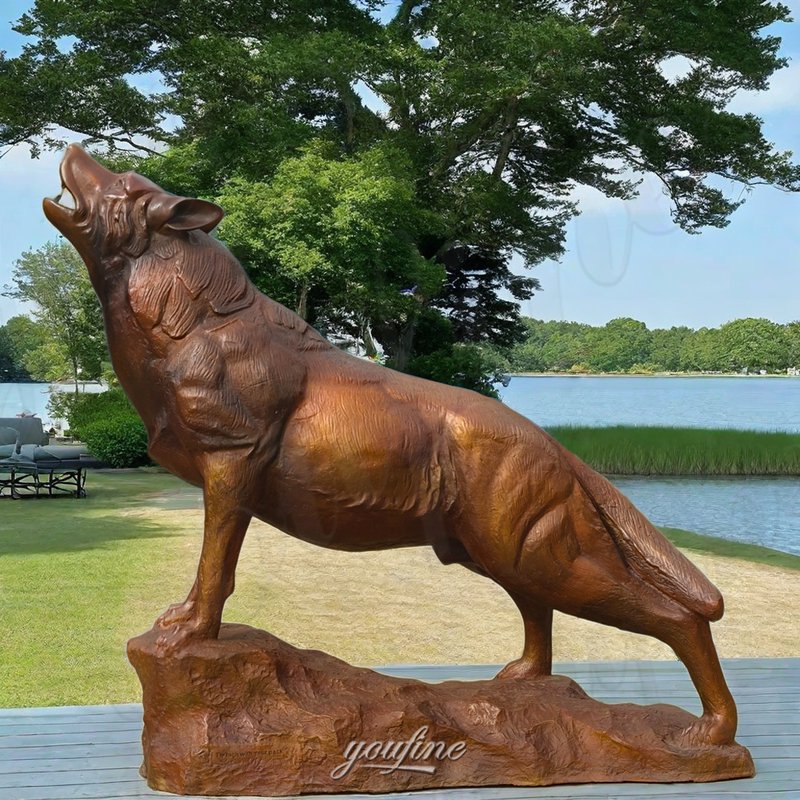 bronze wolf howling statue (4)