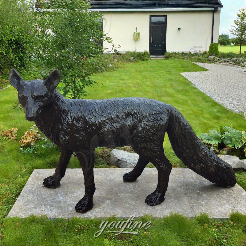 black bronze fox statue