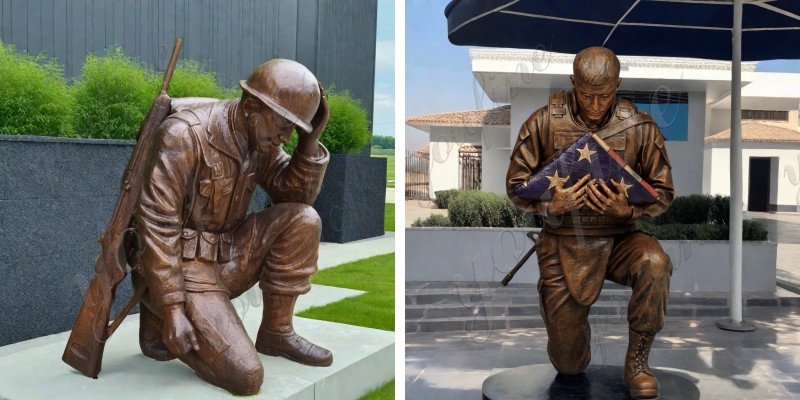 custom bronze kneeling soldier statue 5