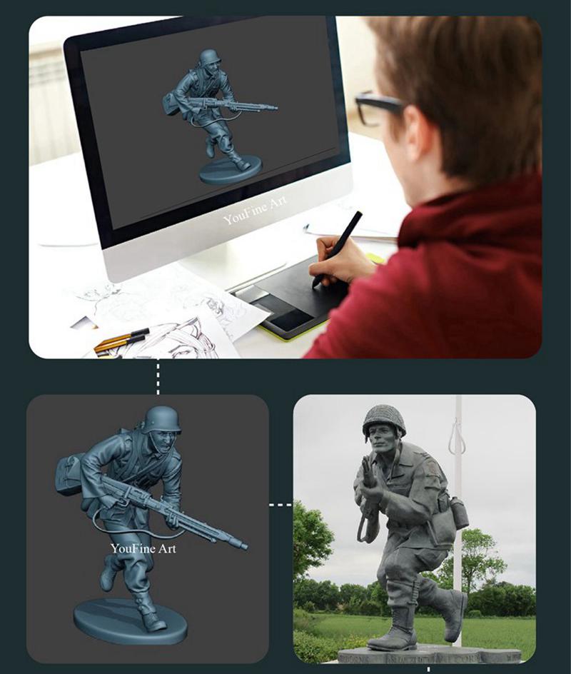 bronze kneeling soldier statue custom service