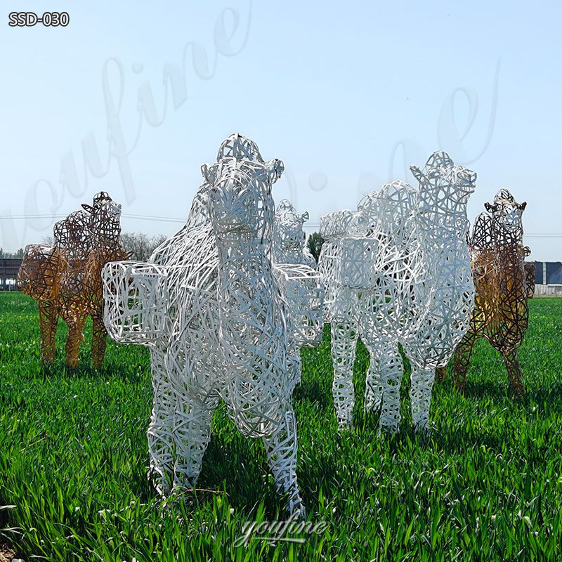 metal wire camel garden sculpture