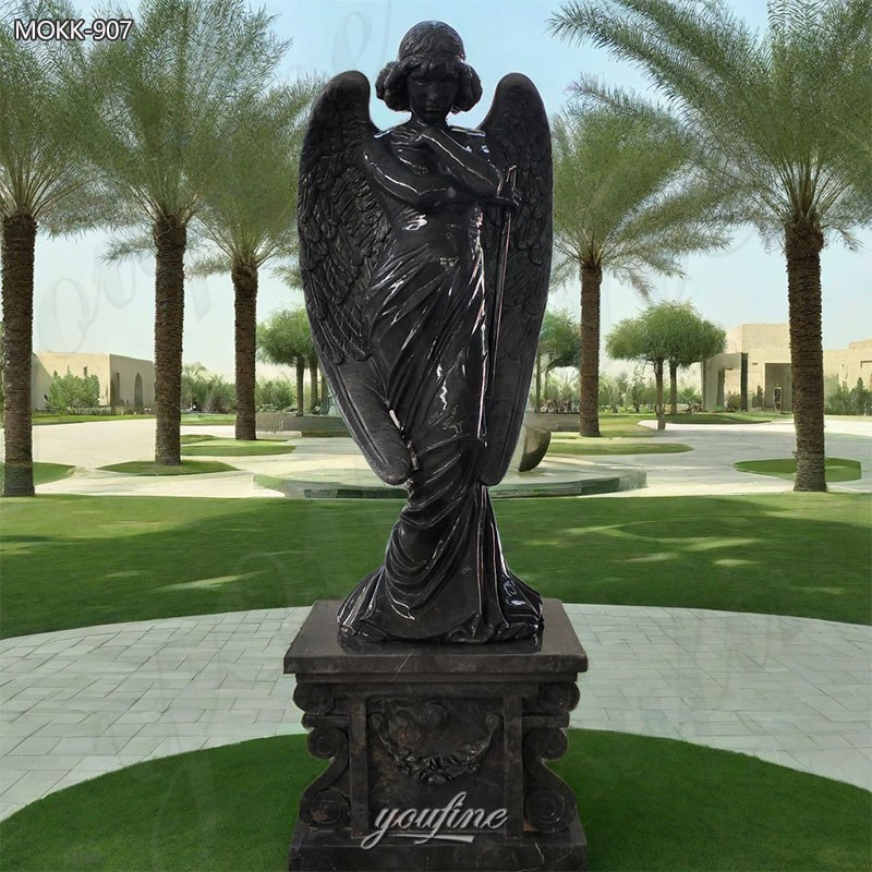 black marble angel sculpture