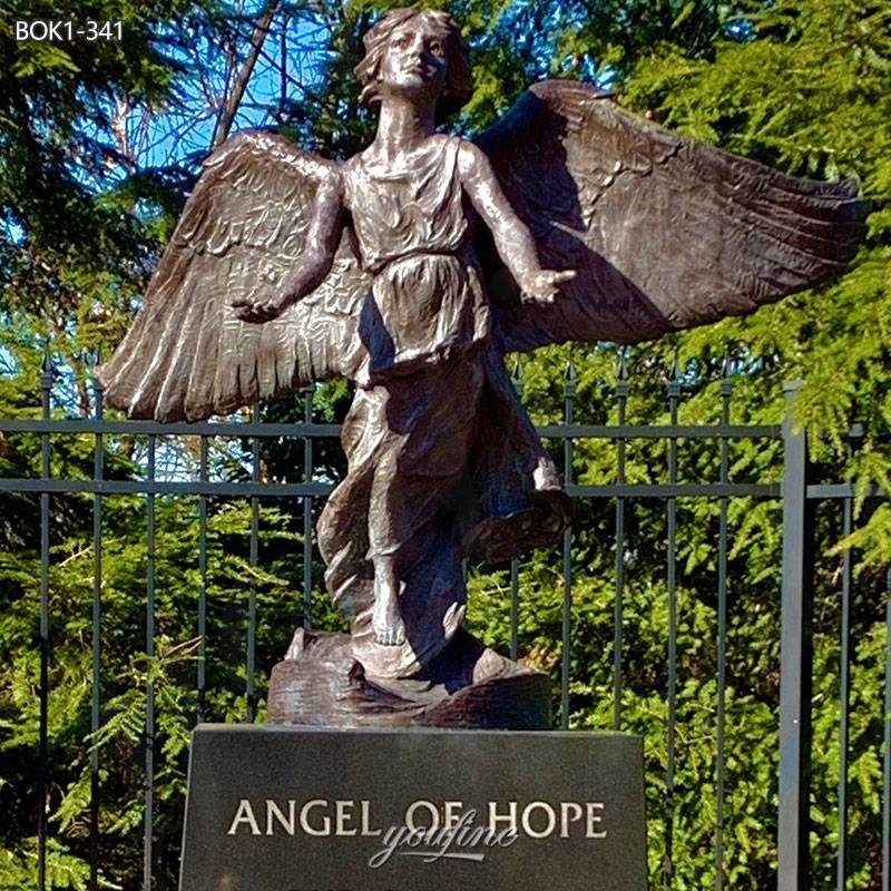 outdoor bronze angel of hope sculpture