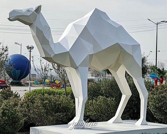 large stainless steel camel sculpture