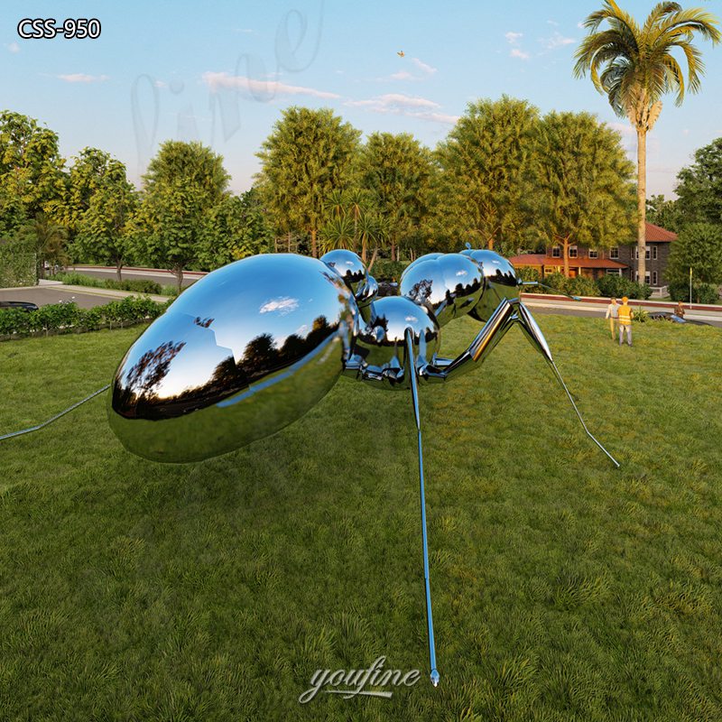 large mirror metal ant statue