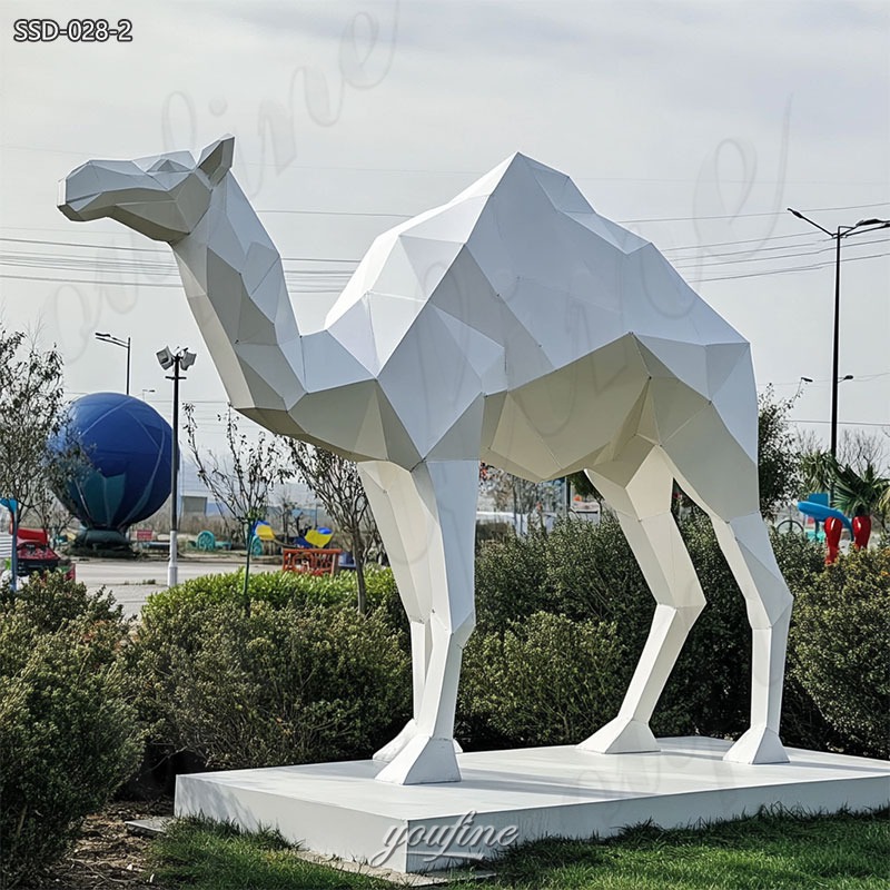 white stainless steel camel statue for garden