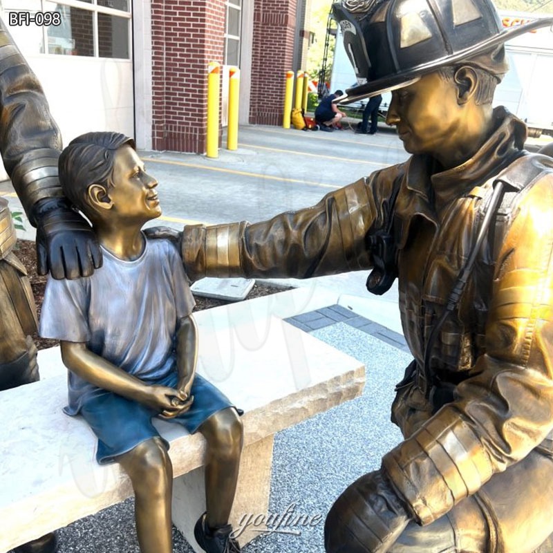 bronze firefighter statues details