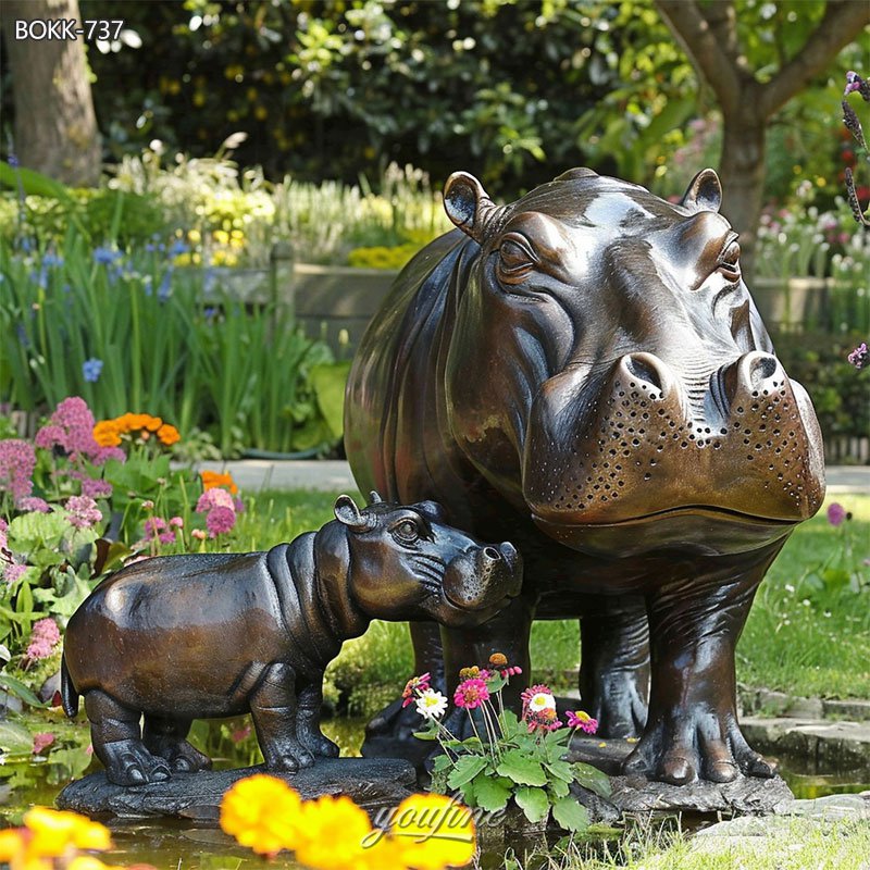 bronze hippopotamus sculpture for garden