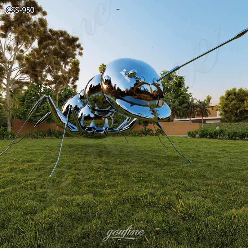 mirror metal ant statue