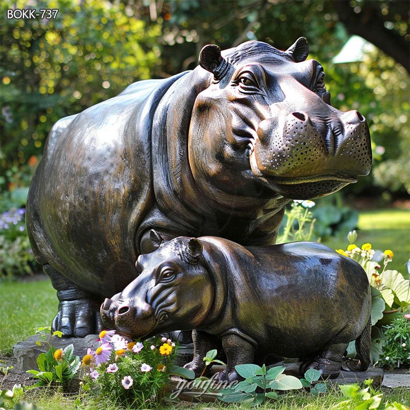 bronze hippopotamus statue for garden