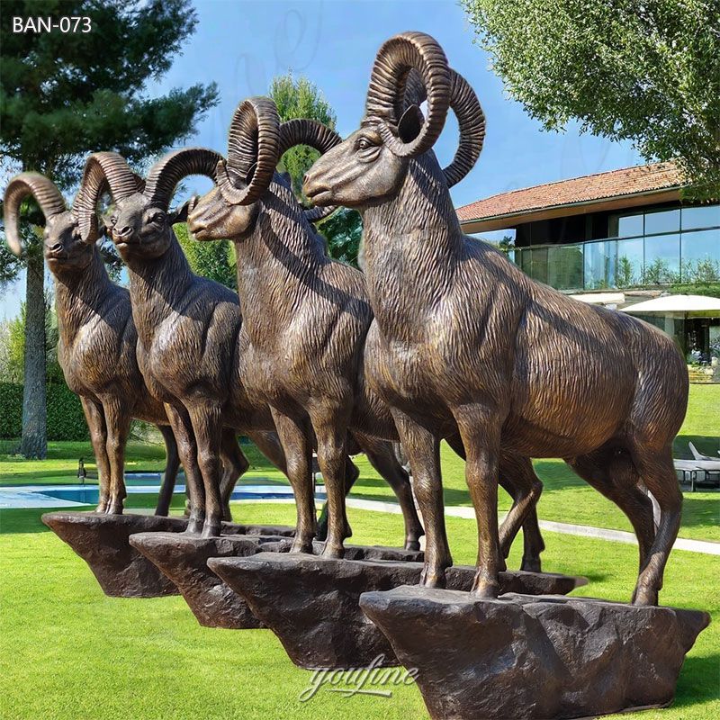 bronze ram sculpture for lawn